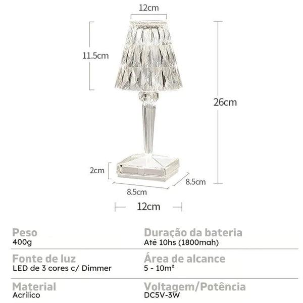 Luminária Crystal Sem Fio - JohnsCO