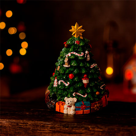 John's Co - Ornamento de Natal Musical: Árvore Verde em Resina