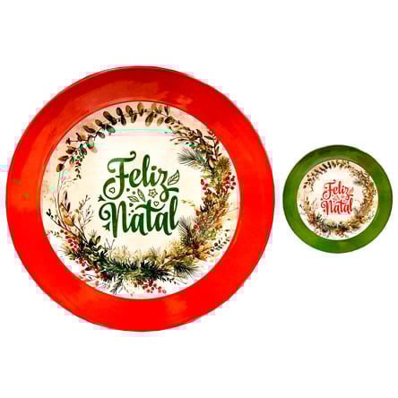 John's Co - Prato Raso Natalino em Melamina Sortido (25 cm)