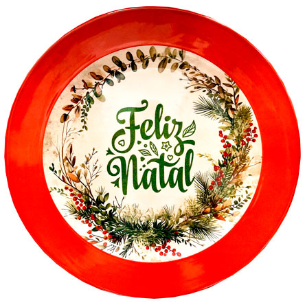 John's Co - Prato Raso Natalino em Melamina Sortido (28 cm)